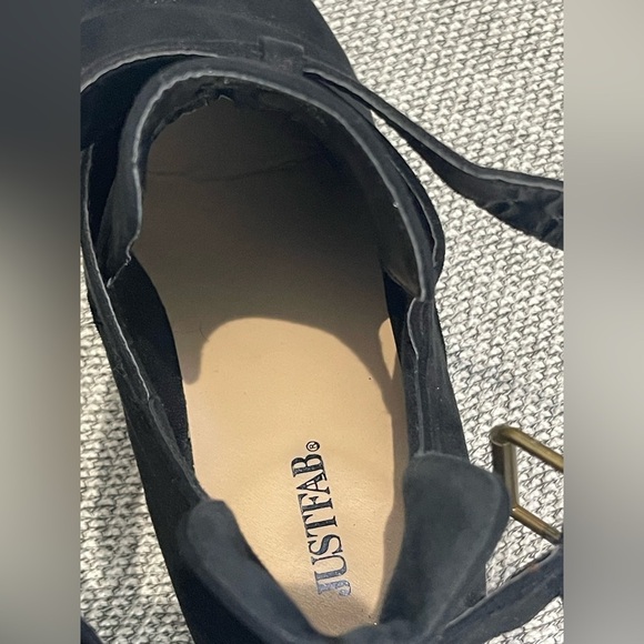 JustFab Black Ankle Booties with Suede Finish - Picture 5 of 16